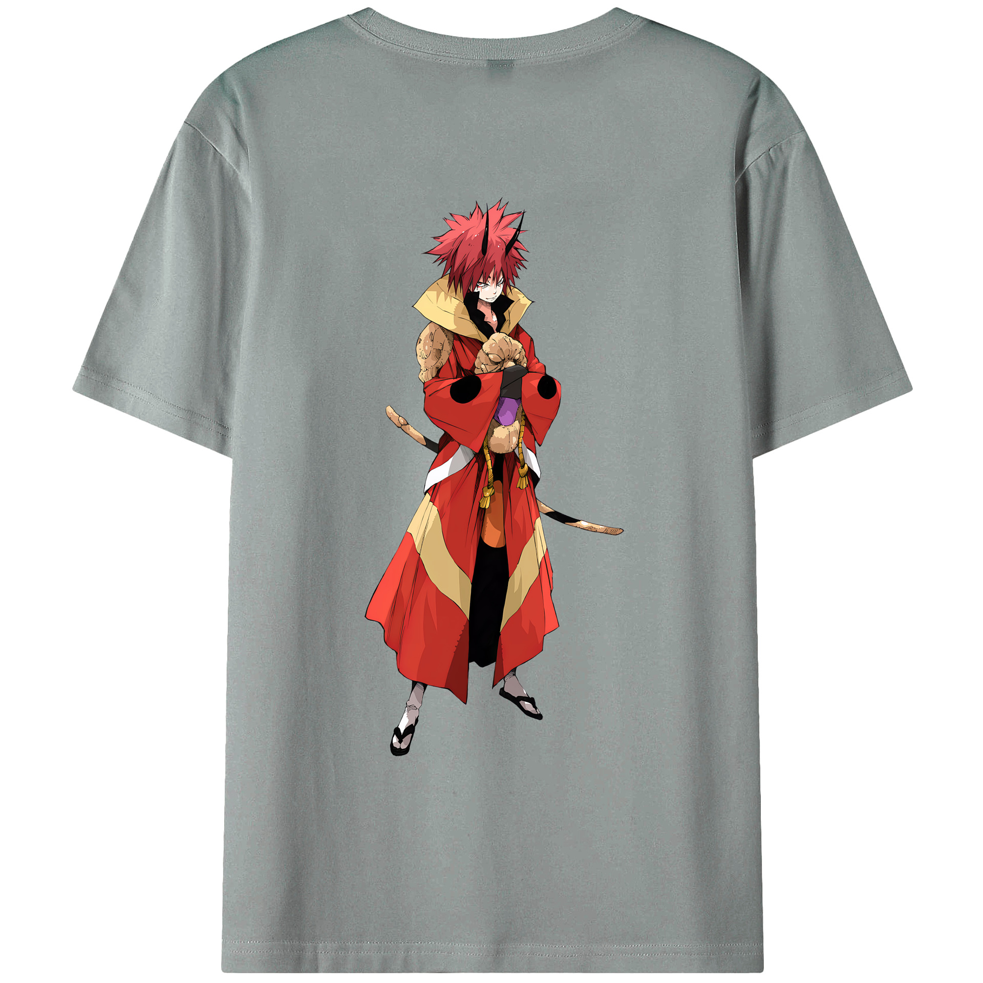 （画像用） 転スラ Regarding Reincarnated to Slime 綿100％ メンズ半袖Tシャツ（バックプリント） 通気性